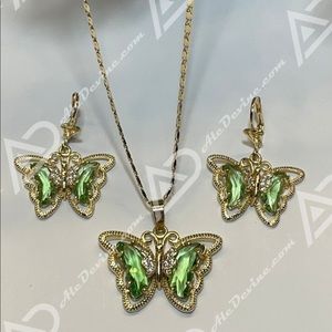 Green Butterfly set (gold plated)